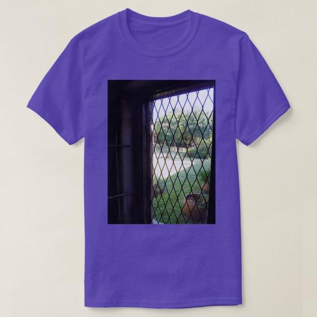 Open window with lattice looking into African gard T-Shirt (Design Front)