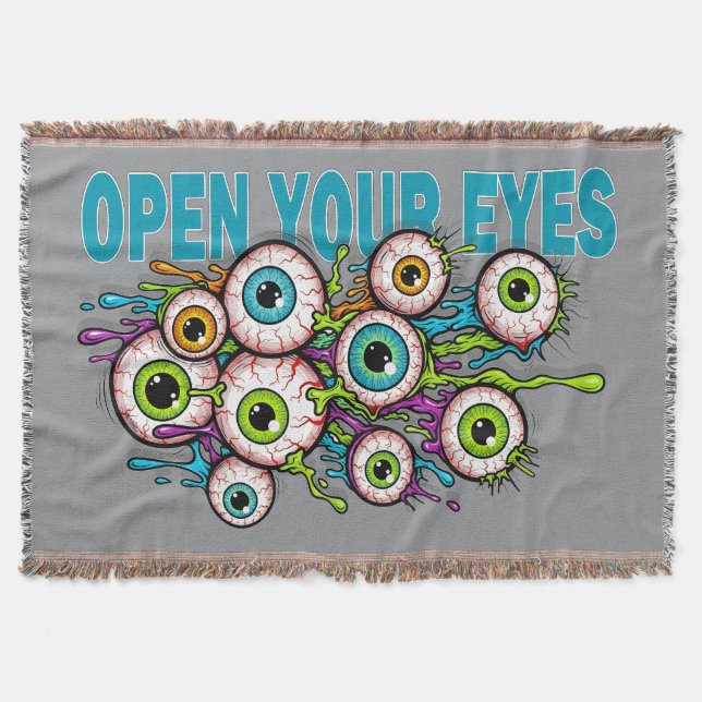 Open your eyes throw blanket (Front)