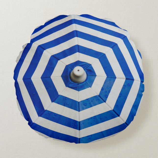 Opened striped umbrella round cushion (Front)