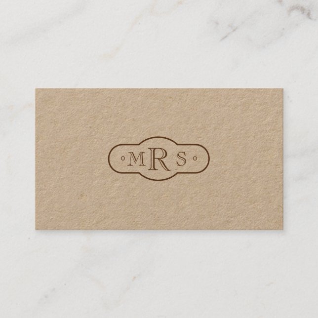Openface Font Monogrammed Retro Bistre Business Card (Front)