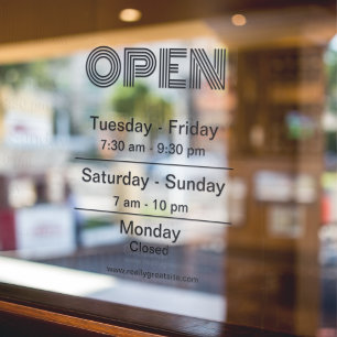 Opening Business Hours Black Transparent 