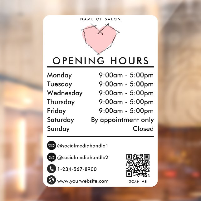 Opening Business Hours Bobby Pins Hairstylist (Sheet 2)