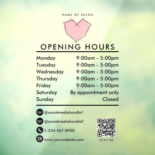 Opening Business Hours Bobby Pins Hairstylist