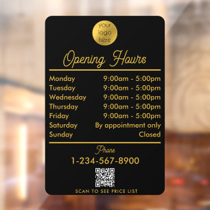 Opening Business Hours Logo Black Gold Script