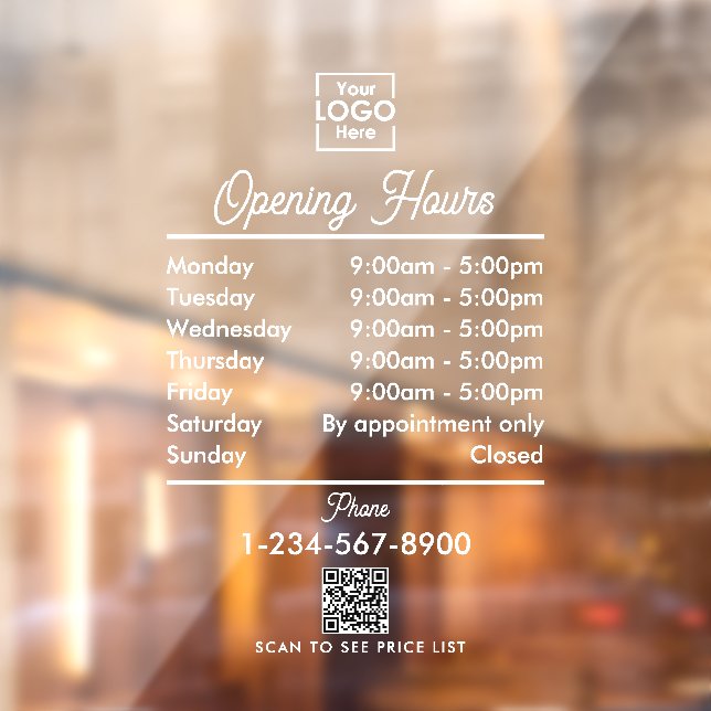 Opening Business Hours Logo White Script Simple (Sheet 2)