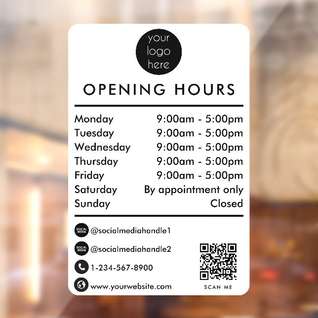 Opening Business Hours Times QR Code Business Logo (Sheet 2)