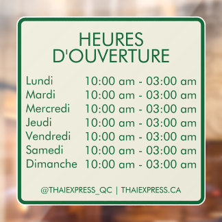 Opening Hours - 4x4 - French