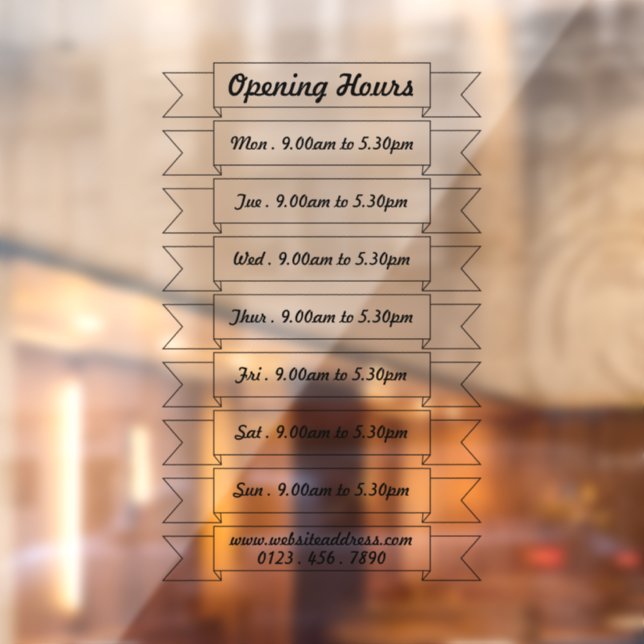 Opening Hours Banner Ribbons, (Sheet 2)