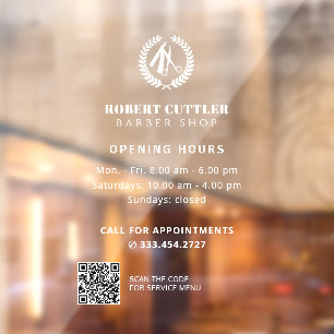 Opening hours barber salon custom logo QR CODE