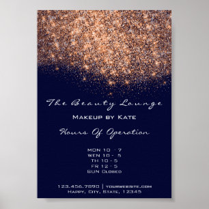 Opening Hours Beauty Makeup Studio Copper Navy Blu Poster