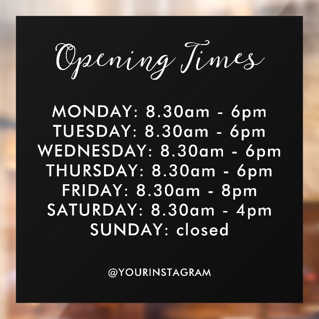 Opening hours business black modern minimalist (Sheet 2)