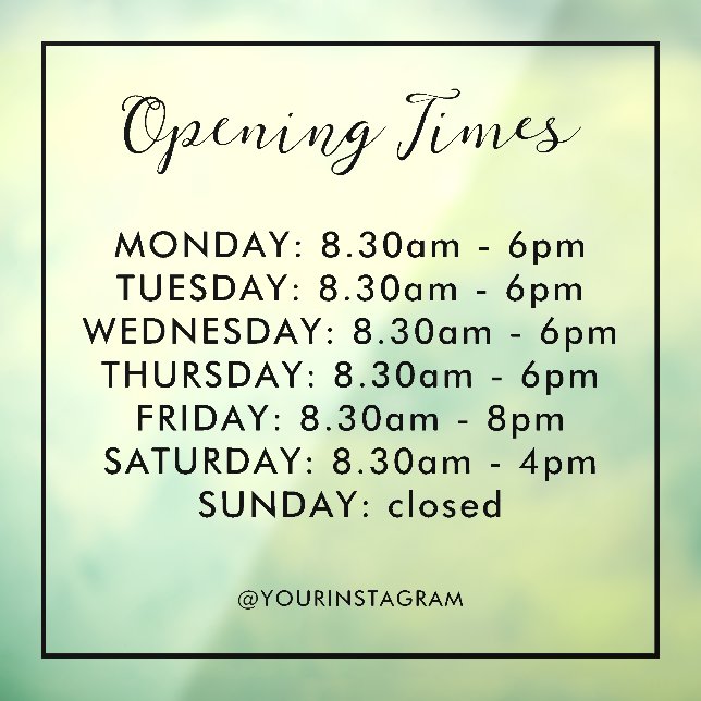Opening hours business black modern minimalist (Sheet 3)