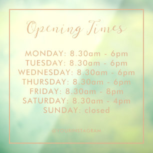 Opening hours business gold modern minimalist
