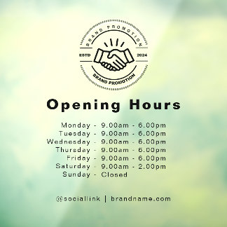 Opening Hours Business Logo Transparent Black