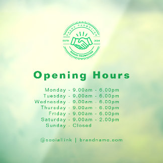 Opening Hours Business Logo Transparent Green