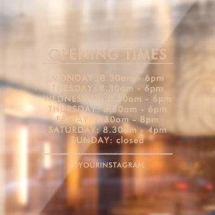 Opening hours business minimalist modern gold