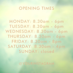 Opening hours business modern minimalist gold