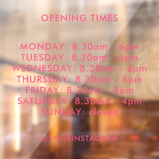 Opening hours business modern minimalist pink (Sheet 2)