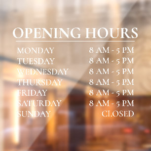 Opening Hours Business Time Open White Sign