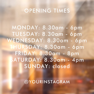 Opening hours business times modern minimalist