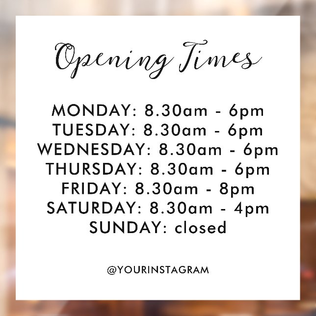 Opening hours business white modern minimalist (Sheet 2)