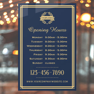 Opening Hours Classic Business Logo Navy Blue