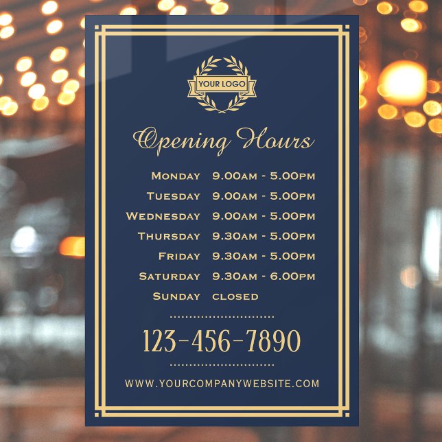 Opening Hours Classic Business Logo Navy Blue (Creator Uploaded)