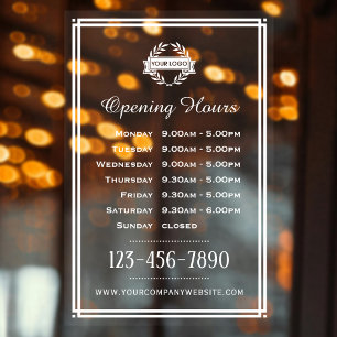 Opening Hours Classic Business Logo White