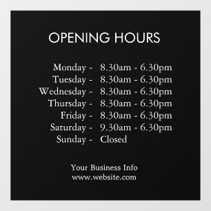Opening Hours   Custom Business Times Black 