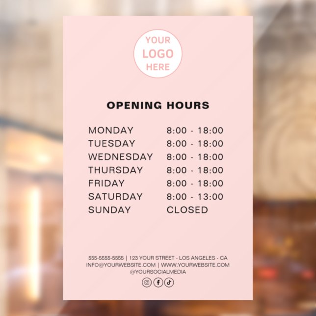 Opening Hours Custom Logo Pink Bakery Business (Sheet 2)