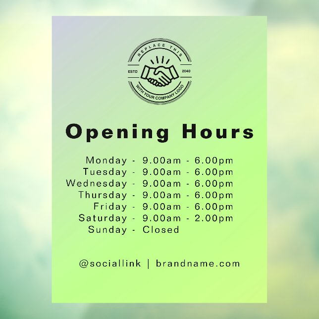 Opening Hours Elegant Script Small Business Logo (Sheet 3)
