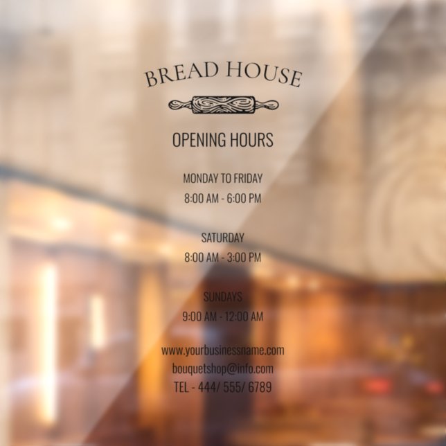 Opening Hours Local Bakery Shop  Window Cling (Sheet 2)