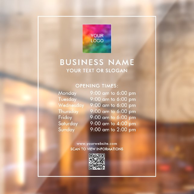 Opening Hours Logo QR Code Phone Number Minimalist (Sheet 2)