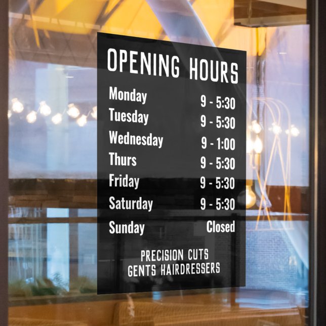 Opening Hours or Opening Times Window Cling (Creator Uploaded)