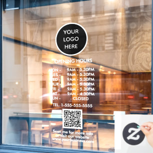 Opening Hours White Business Logo QR Code