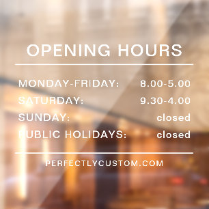 Opening hours white text transparent