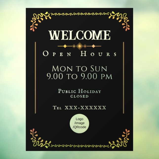 Opening Hours Window Cling (Sheet 3)