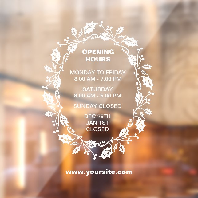 Opening Hours Window Sign, Christmas,  (Sheet 2)