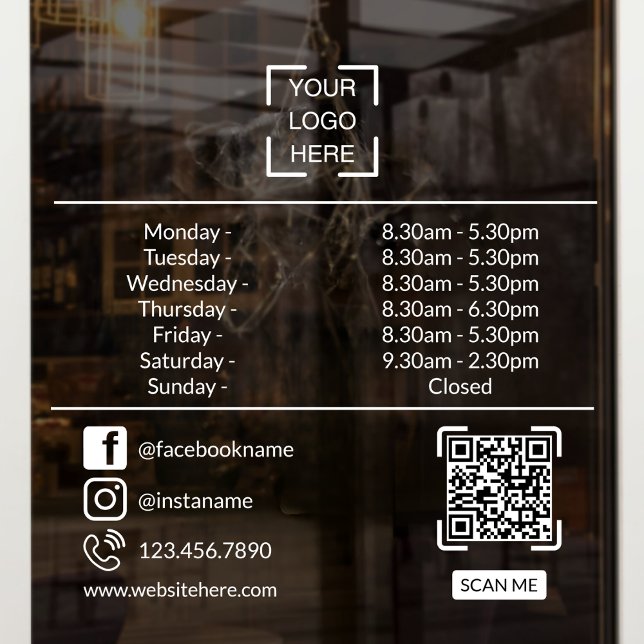 Opening Hours With QR Code Custom Business Logo (Creator Uploaded)