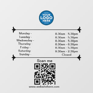 Opening Hours With QR Code Custom Business Logo