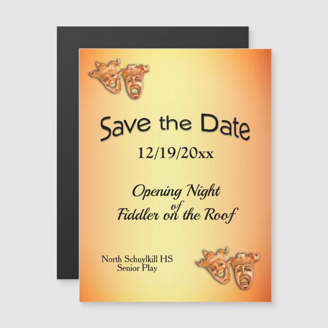 Opening Night Theatre Save the Date Magnetic Invitation (Front/Back)