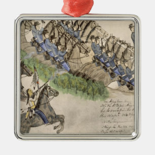 Opening of the Battle of the Little Big Horn (ink Metal Ornament