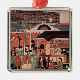 Opening of the First Railway in Japan Metal Ornament
