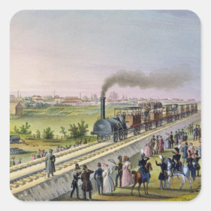 Opening of the First Railway Line Square Sticker