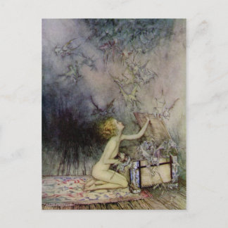 Opening Pandora's Box Vintage Art Post Card