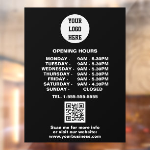 Opening times Black Business Logo QR Code 
