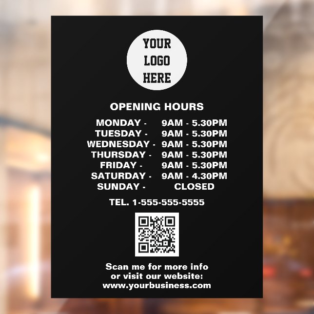 Opening times Black Business Logo QR Code  (Sheet 2)