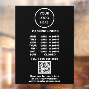 Opening times Black Business Logo QR Code 
