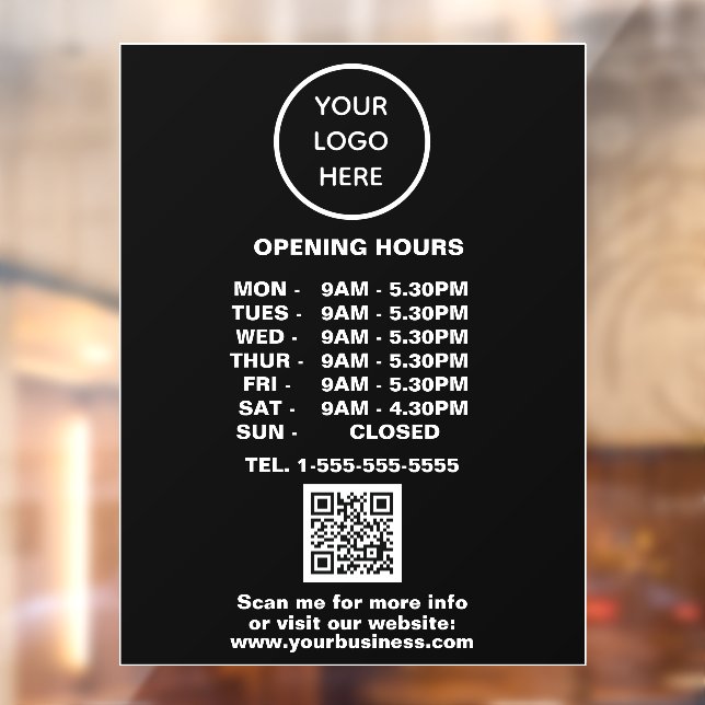 Opening times Black Business Logo QR Code  (Sheet 2)