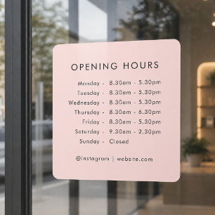 Opening Times   Business Hours Blush Pink